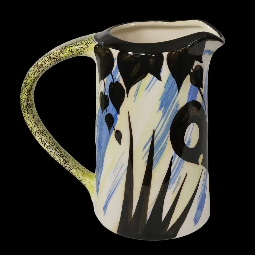 Vintage‎ Evandale Hand-painted Multicolored Porcelain Pitcher Signed Noble 7.5in